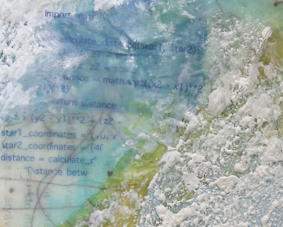 Close-up. Computer code in my work, Where Are You Going, Misako OBA, 2025