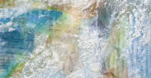 detail1 of Where Are You Going? by Misako OBA Sutra after encaustic.