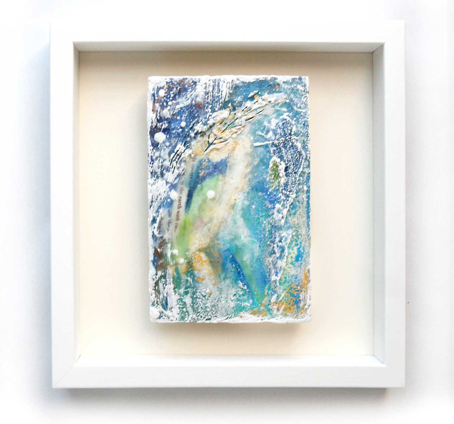 Joyous Collection, encaustic mixed media small paintings for Christmas season and holiday gifts.