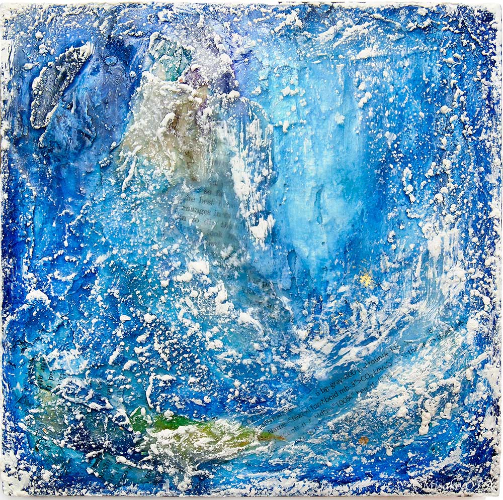 Encaustic mixed media, Luminous Whisper-Blue by Misako OBA
