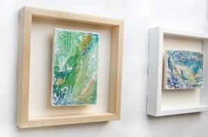 encaustic mixed media, framed. White Breath #6 by Misako OBA. https://misakooba.com/joyous-collection-white-breath0/